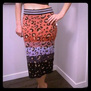 Anthropologie wool leopard pencil skirt
